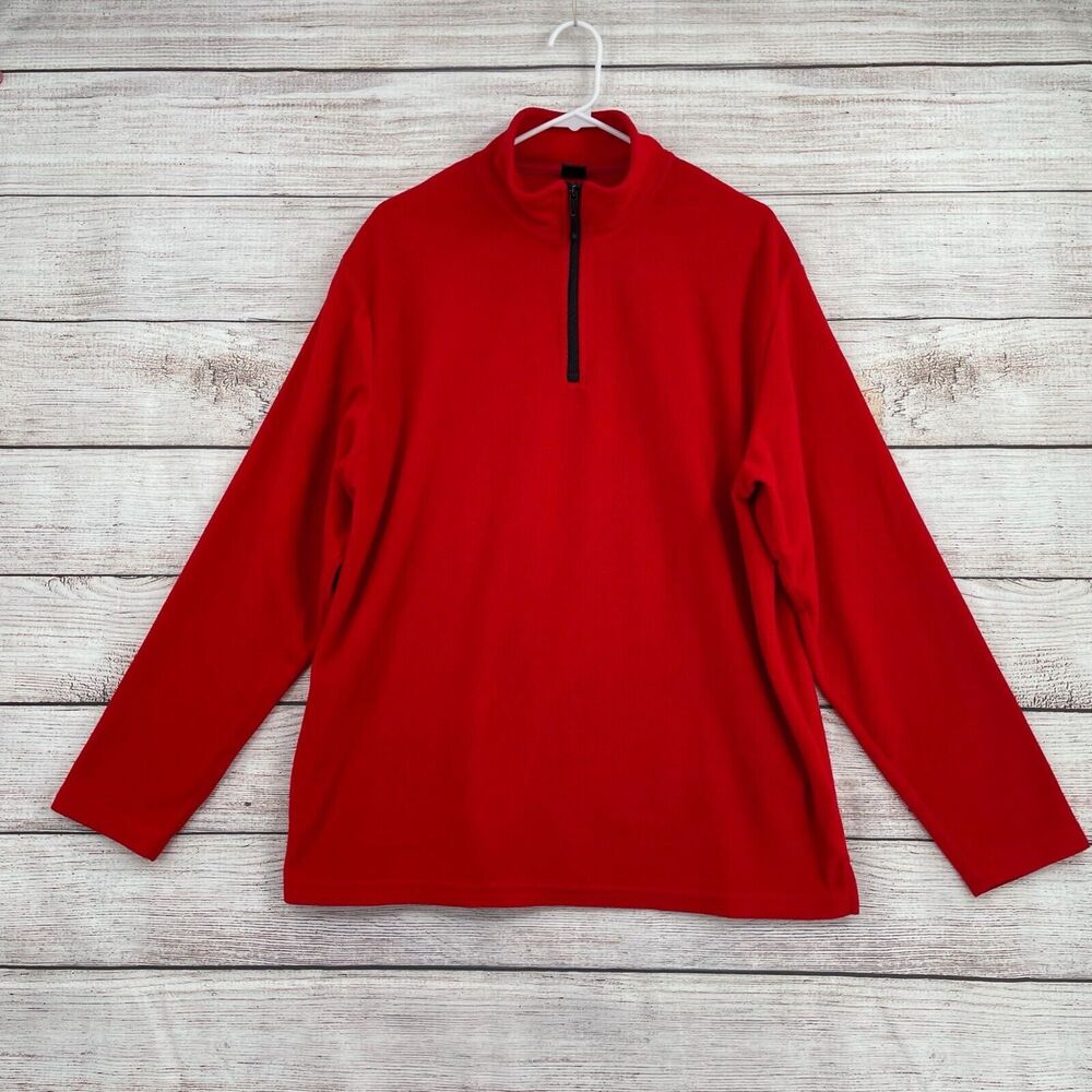 Apple Employee Embroidered Logo Fleece 1/4 Zip‎ Pullover Women's L Red